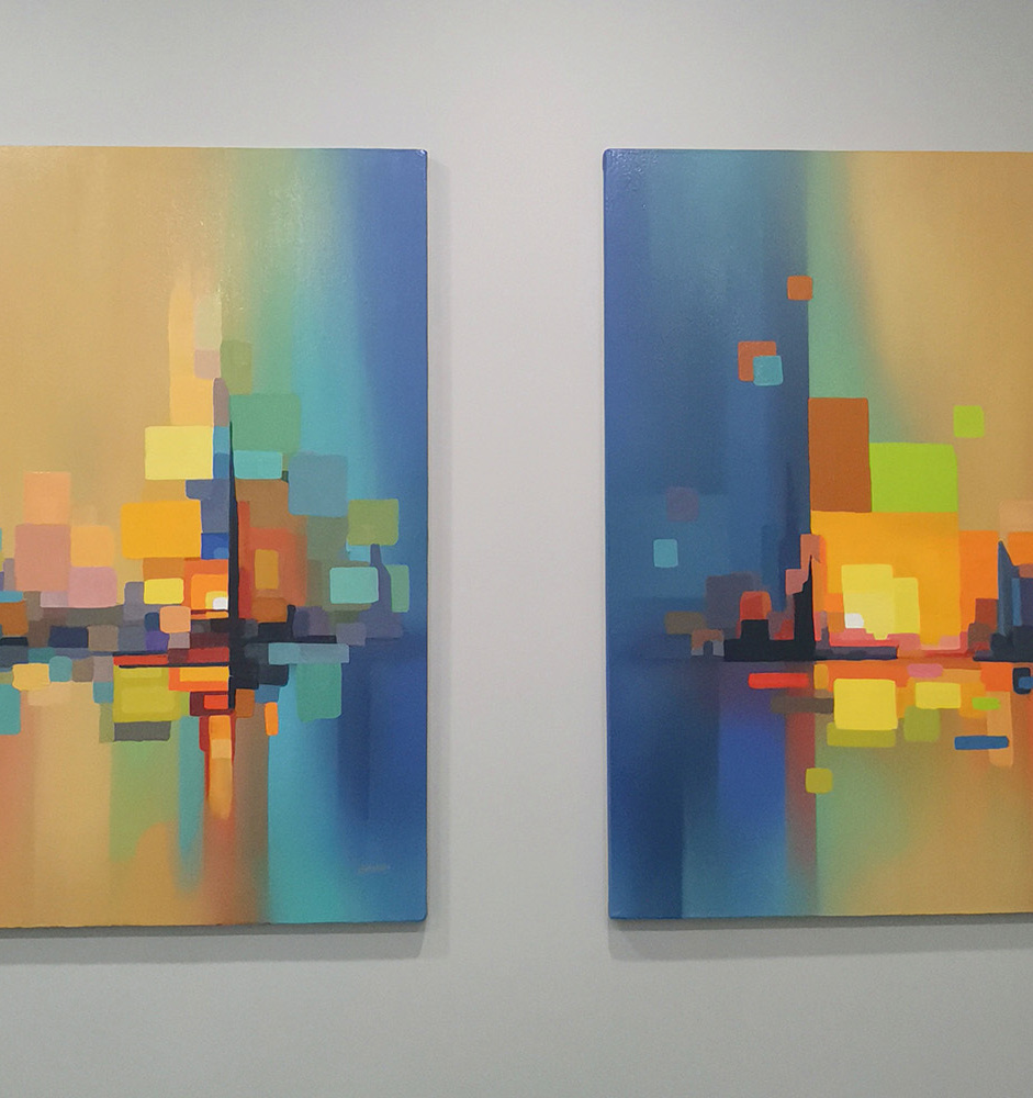 painting on canvas in perth abstract city