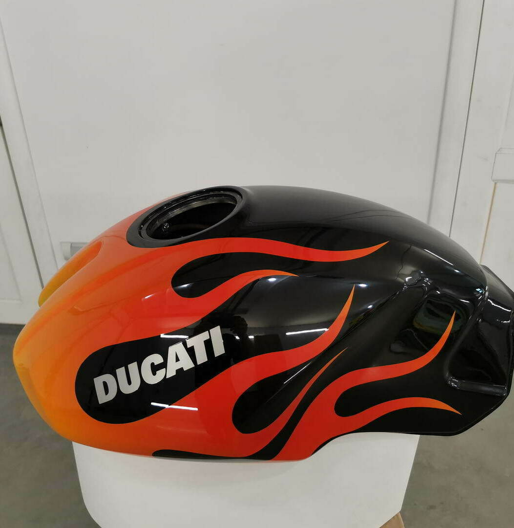 Ducati tank with flames pattern