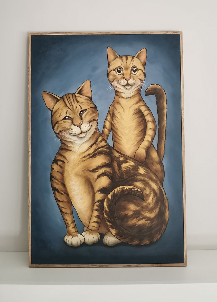Two cats canvas art in Perth