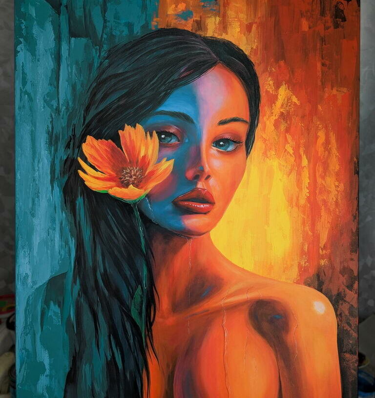 Abstraction Woman with the flower