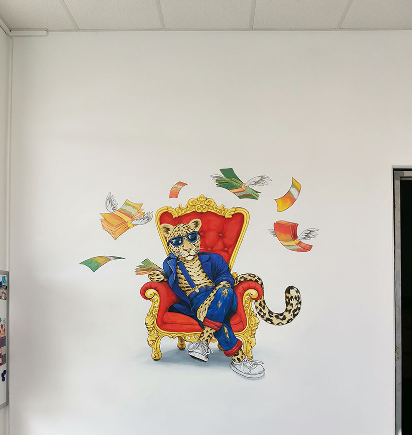 Mural on wall - Leopard sitting in the chair