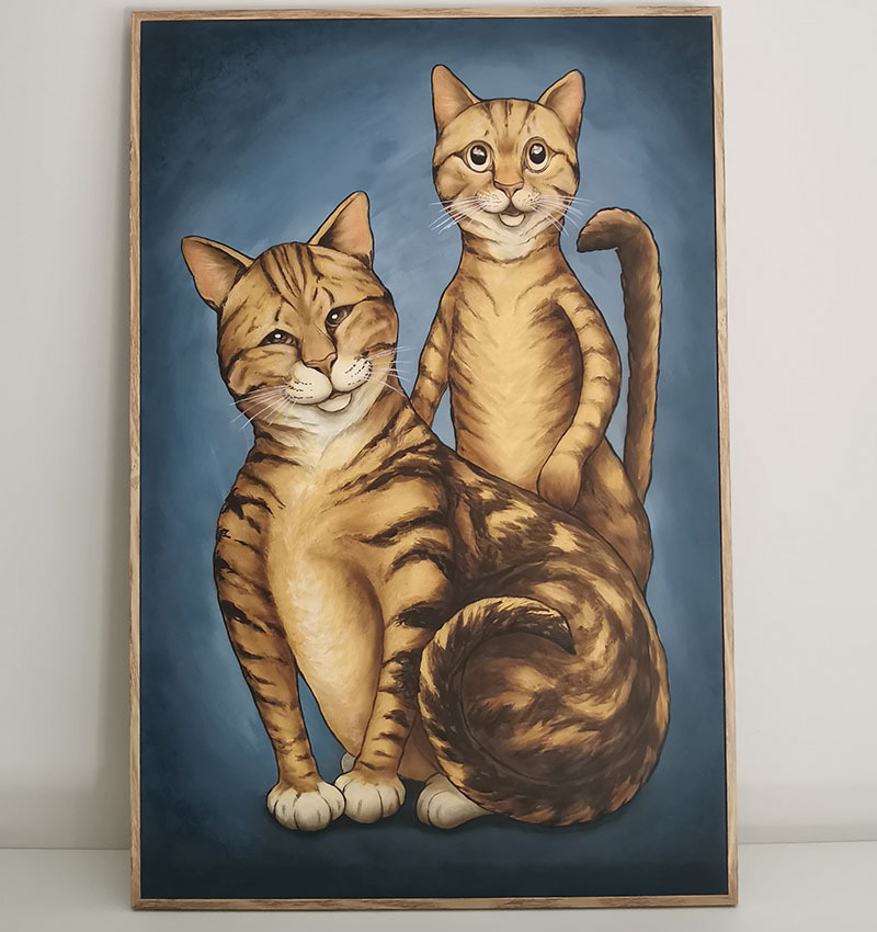 Two cats canvas art in Perth