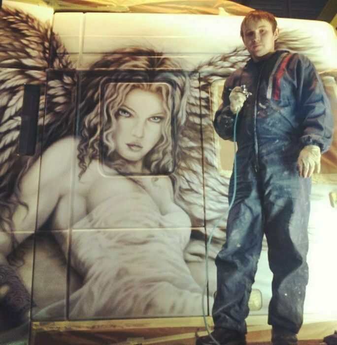 airbrushing on the truck