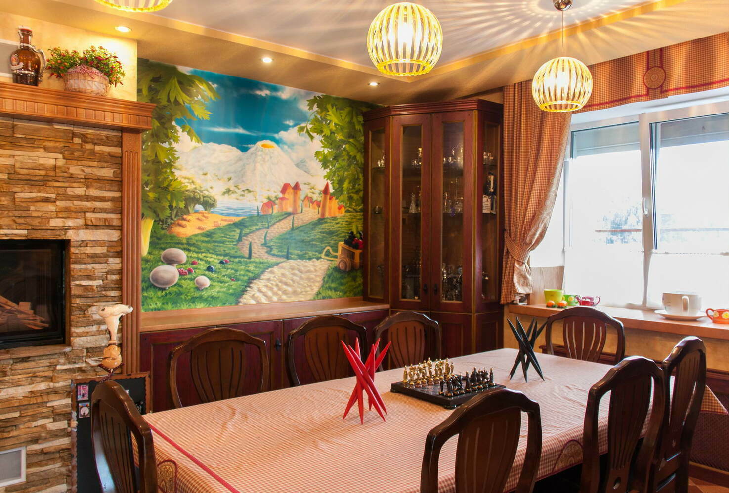 mural on the kitchen