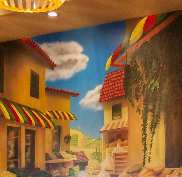 mural on the kitchen - street food shops