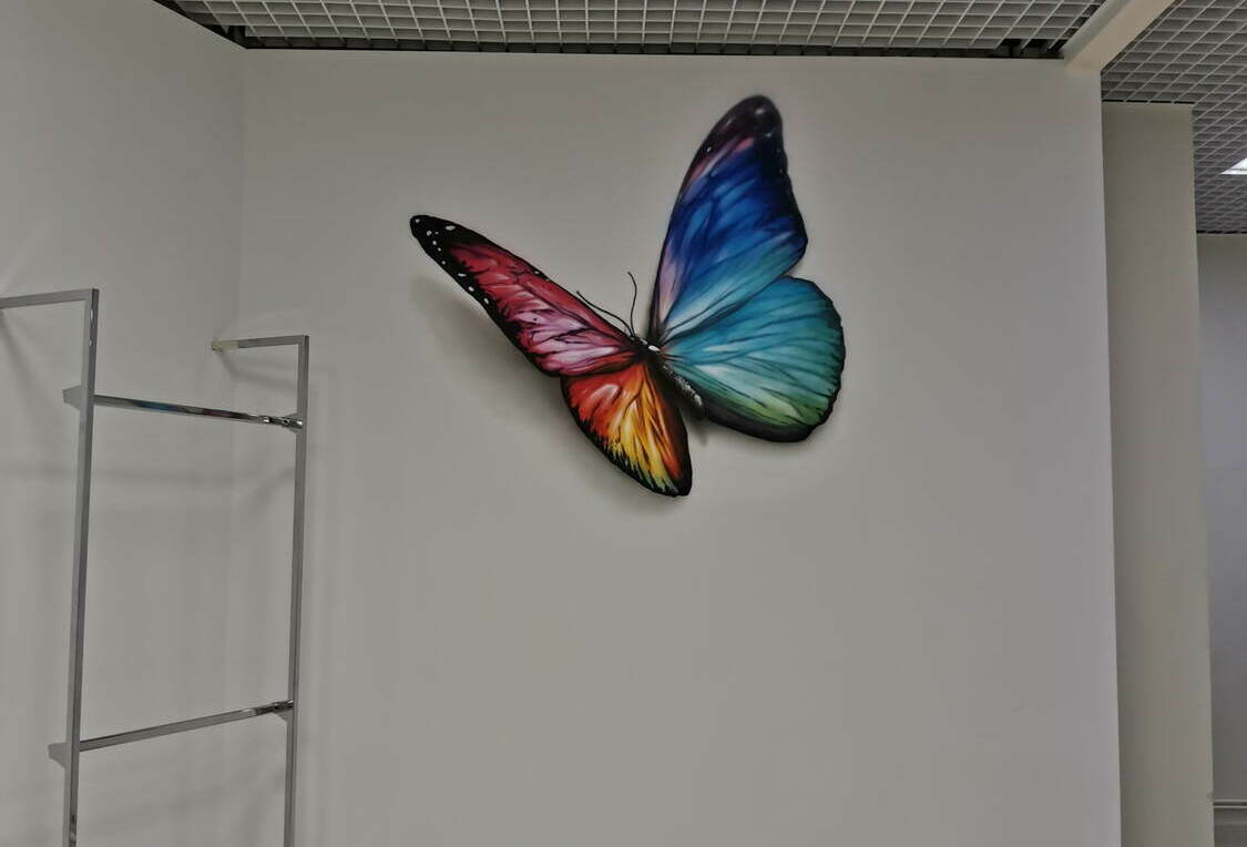 3D art mural on the wall butterfly