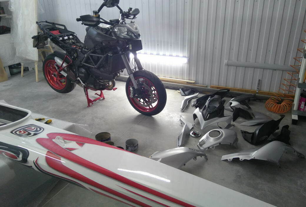 motorcycle ready for repainting